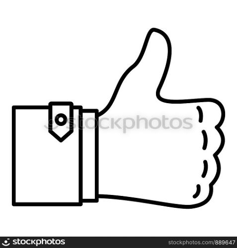 Thumb up icon. Outline thumb up vector icon for web design isolated on white background. Thumb up icon, outline style