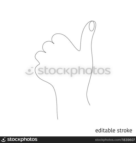 Thumb Up in Continuous Line Drawing. Vector Sketchy Success Concept. Outline Simple Artwork with Editable Stroke.. Thumb Up in Continuous Line Drawing. Sketchy Success Concept. Outline Simple Artwork with Editable Stroke. Vector Illustration.