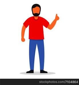Thumb up man icon. Flat illustration of thumb up man vector icon for web design. Thumb up man icon, flat style
