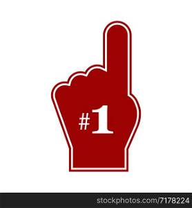Thumb up Number 1 fan. Number 1 fan. Red foam finger. Eps10. Thumb up Number 1 fan. Number 1 fan. Red foam finger