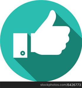 Thumb up on a colored circle. Thumb up on a colored circle, vector illustration