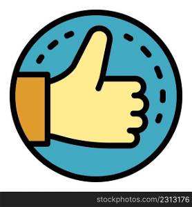 Thumb up product review icon. Outline thumb up product review vector icon color flat isolated. Thumb up product review icon color outline vector