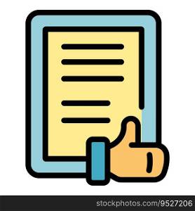 Thumb up review icon outline vector. Feedback service. Report opinion color flat. Thumb up review icon vector flat