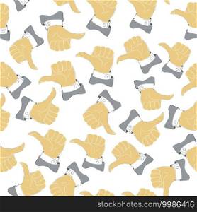 Thumb up seamless pattern. Vector illustration background