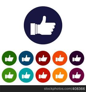Thumb up sign in simple style isolated on white background vector illustration. Thumb up sign set icons