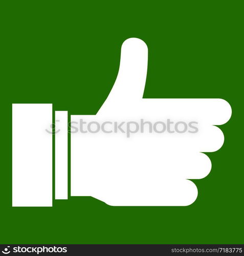 Thumb up sign in simple style isolated on white background vector illustration. Thumb up sign icon green