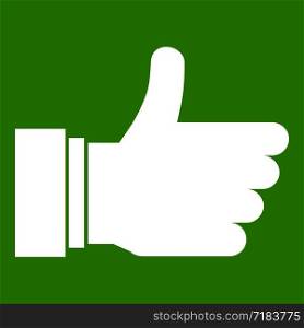 Thumb up sign in simple style isolated on white background vector illustration. Thumb up sign icon green