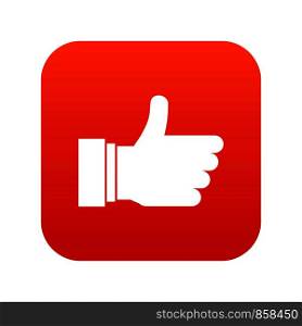 Thumb up sign in simple style isolated on white background vector illustration. Thumb up sign icon digital red