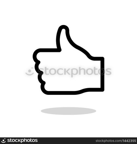 Thumb up social media vector isolated sign, icon of ok feedback hand gesture illustration on white background with shadow