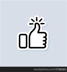 Thumb up sticker. Like icon. Hand like. Social media sign. Seal of approval. OK sign. Premium quality. Achievement badge. Quality mark. Vector on isolated white background. EPS 10.. Thumb up sticker. Like icon. Hand like. Social media sign. Seal of approval. OK sign. Premium quality. Achievement badge. Quality mark. Vector on isolated white background. EPS 10