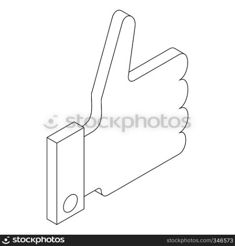 Thumb up symbol icon in isometric 3d style isolated on white background. Thumb up icon, isometric 3d style