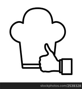 Thumb Up To Chef Icon. Bold outline design with editable stroke width. Vector Illustration.