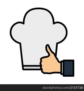 Thumb Up To Chef Icon. Editable Bold Outline With Color Fill Design. Vector Illustration.