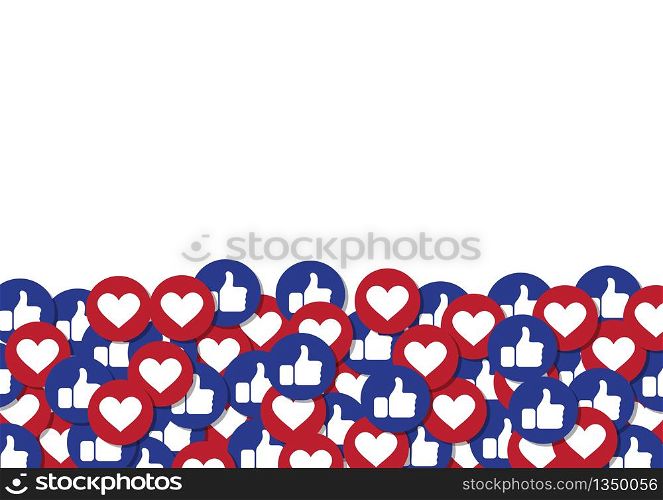 thumb up with heart emoticon social media background with blan copyspace