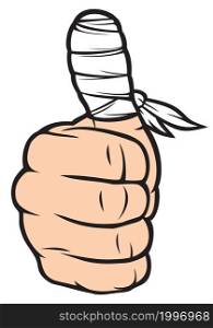 Thumb with white bandage vector