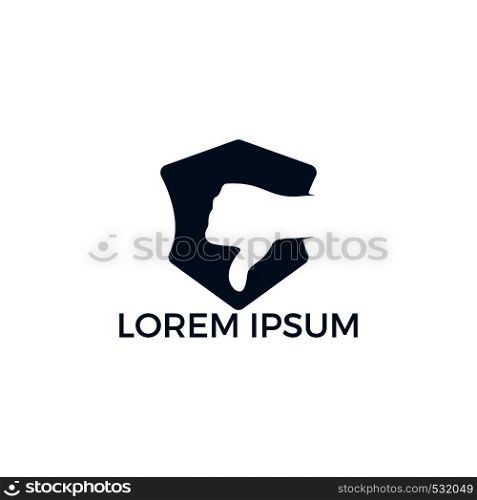 Thumbs down vector logo design. Dislike or disapproval sign icon. Hand finger down symbol.