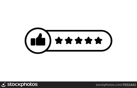 Thumbs up and five star. Customer product rating icon. Vector on isolated white background. EPS 10.. Thumbs up and five star. Customer product rating icon. Vector on isolated white background. EPS 10