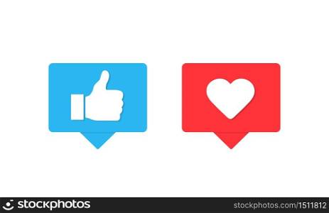 Thumbs up and heart, social media icon. Vector Illustration EPS 10. Thumbs up and heart, social media icon. Vector Illustration. EPS 10