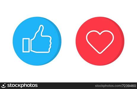 Thumbs up and heart, social media icons Vector illustration EPS 10. Thumbs up and heart, social media icons. Vector illustration EPS 10