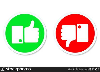 Thumbs up and thumbs down, like and dislike buttons, stock vector illustration