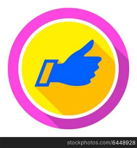 Thumbs up, bright color. Thumbs up, bright color on a white background, vector illustration