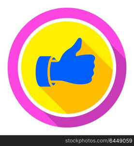 Thumbs up, bright color. Thumbs up, bright color on a white background, vector illustration
