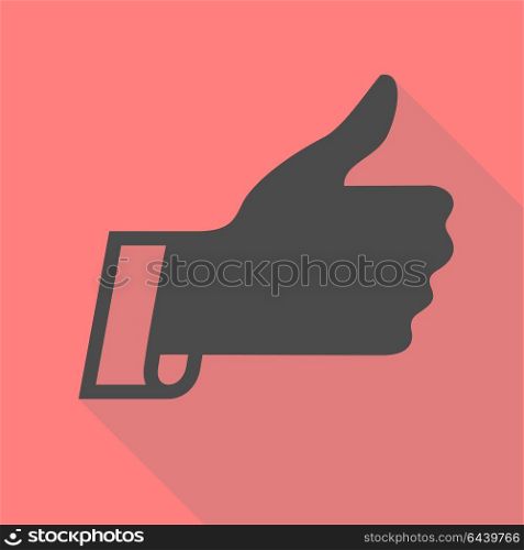 Thumbs up icon. Thumbs up on a light colored square