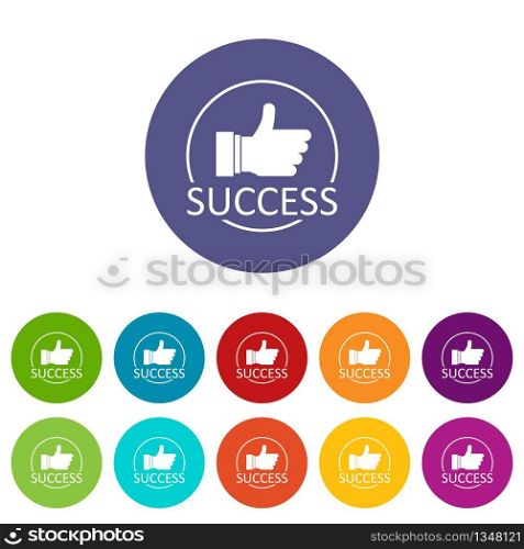 Thumbs up icons color set vector for any web design on white background. Thumbs up icons set vector color