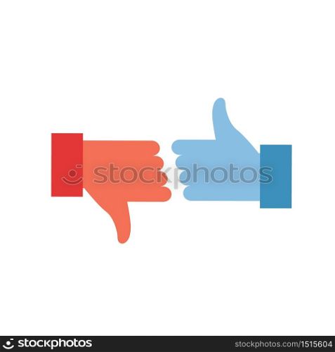Thumbs up like and dislike colored vector elements