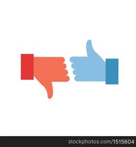 Thumbs up like and dislike colored vector elements
