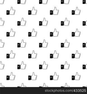 Thumbs up pattern seamless in simple style vector illustration. Thumbs up pattern vector
