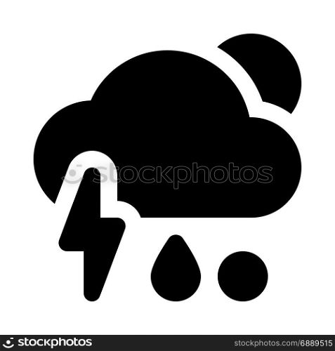 thunder freezing rain day, icon on isolated background