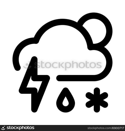 thunder freezing rain day, icon on isolated background