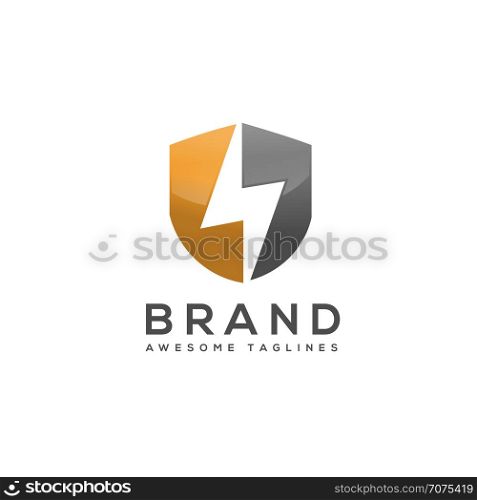 thunder shield logo, lighting shield logo, flash power shield logo, flash security logo