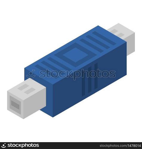 Thunderbolt adapter icon. Isometric of thunderbolt adapter vector icon for web design isolated on white background. Thunderbolt adapter icon, isometric style