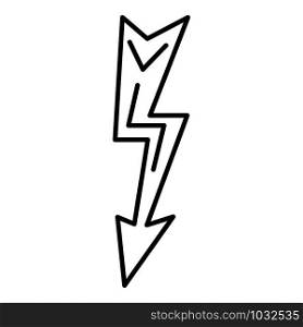 Thunderbolt icon. Outline thunderbolt vector icon for web design isolated on white background. Thunderbolt icon, outline style