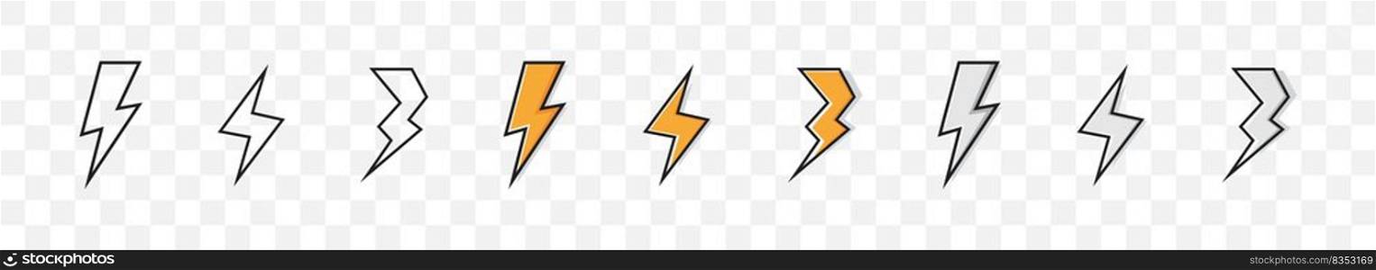 Thunderbolt lightning. Lightning bolt icons. Electric thunder bolt lightning flash icons set. EPS 10.. Thunderbolt lightning. Lightning bolt icons. Electric thunder bolt lightning flash icons set.