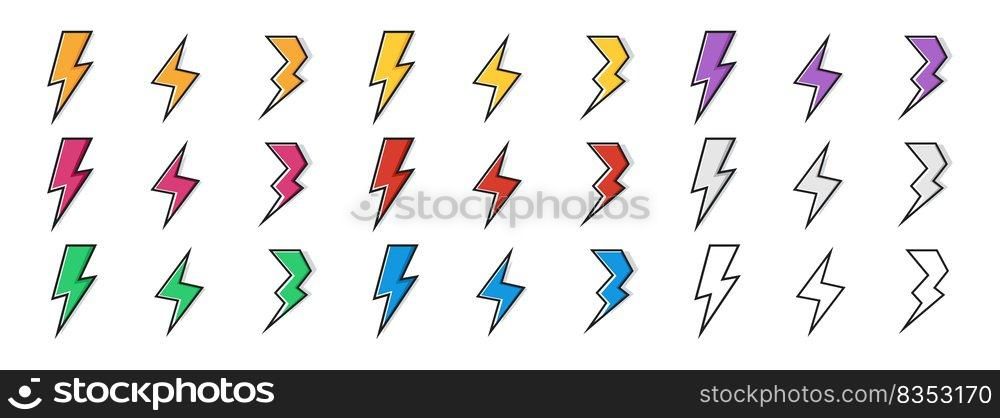Thunderbolt lightning. Lightning bolt icons. Lighting flash symbol collection. Electric thunder bolt lightning flash icons set. EPS 10.. Thunderbolt lightning. Lightning bolt icons. Lighting flash symbol collection. Electric thunder bolt lightning flash icons set.