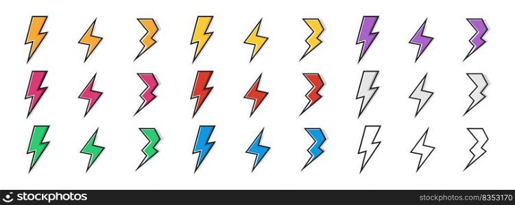 Thunderbolt lightning. Lightning bolt icons. Lighting flash symbol collection. Electric thunder bolt lightning flash icons set. EPS 10.. Thunderbolt lightning. Lightning bolt icons. Lighting flash symbol collection. Electric thunder bolt lightning flash icons set.