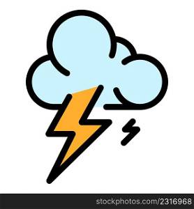 Thunderbolt storm cloud icon. Outline thunderbolt storm cloud vector icon color flat isolated. Thunderbolt storm cloud icon color outline vector