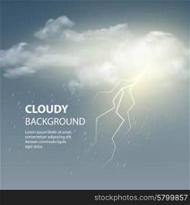 Thunderstorm Background With Cloud and Lightning, Vector Illustration. EPS 10