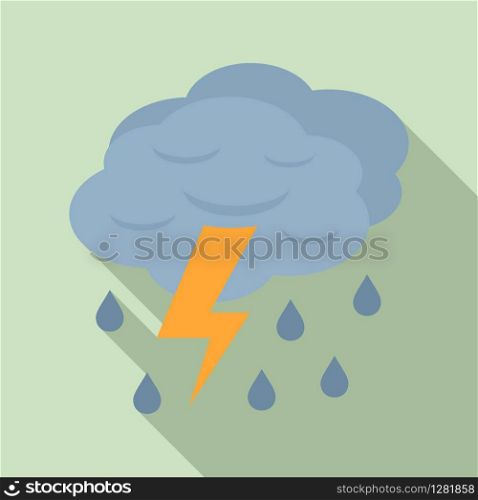 Thunderstorm cloud icon. Flat illustration of thunderstorm cloud vector icon for web design. Thunderstorm cloud icon, flat style
