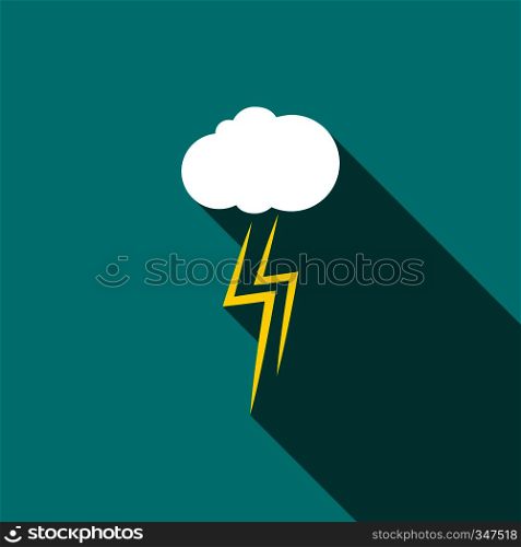 Thunderstorm cloud icon in flat style with long shadow. Thunderstorm cloud icon, flat style