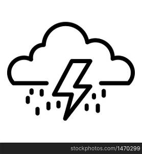 Thunderstorm cloud icon. Outline thunderstorm cloud vector icon for web design isolated on white background. Thunderstorm cloud icon, outline style