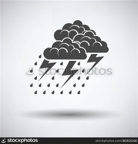 Thunderstorm icon on gray background with round shadow. Vector illustration.