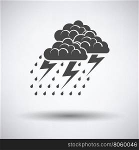 Thunderstorm icon on gray background with round shadow. Vector illustration.