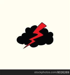 Thunderstorm lightning weather icon pop art retro vector. Rain cloud storm weather forecast. Thunderstorm lightning weather icon