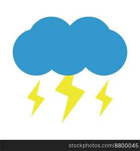 Thunderstorm, vector. Cloud of blue, yellow lightning on a white background.