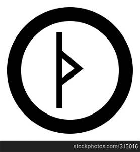 Thurisaz rune Tpurizas Tor Thorn icon black color vector in circle round illustration flat style simple image. Thurisaz rune Tpurizas Tor Thorn icon black color vector in circle round illustration flat style image