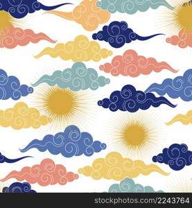 Tibetan or chinese seamless pattern in ancient style.Traditional oriental ornament.